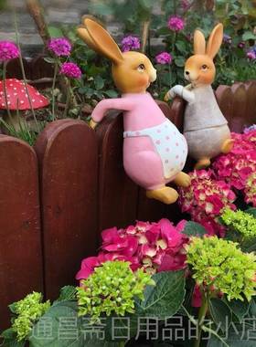 高档树脂青缸蛙兔件子四套花花盆挂 件花园装饰杂货摆件 小动物装