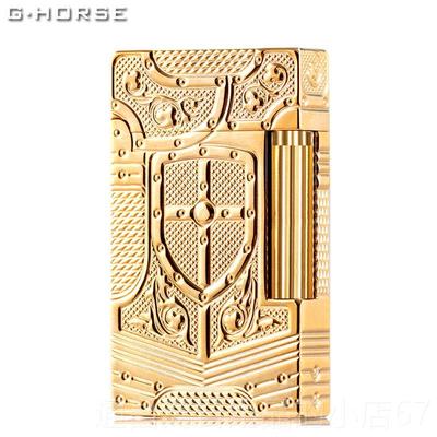 高档务骏ghorse正品商男朗声打火机防风充气纯超薄清神脆黄铜侧滑