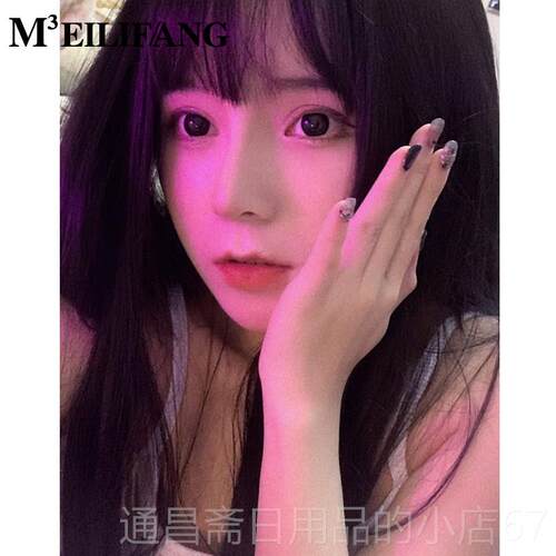 高档美立方画假发刘女长发中长发网红漫海一齐锁刀骨发自然黑全头