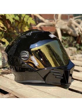 高档现货SIMPSON辛普森全揭面盔碳纤哈雷风匪帮头盔格印第安D维S