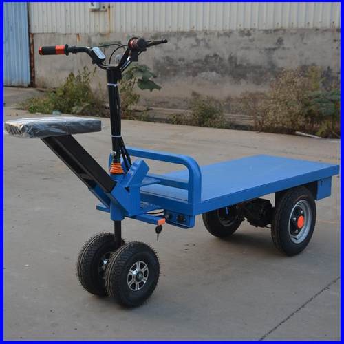 站立电动箱式灰斗车 搬运拉砖护栏平板车 四轮升降台车供应