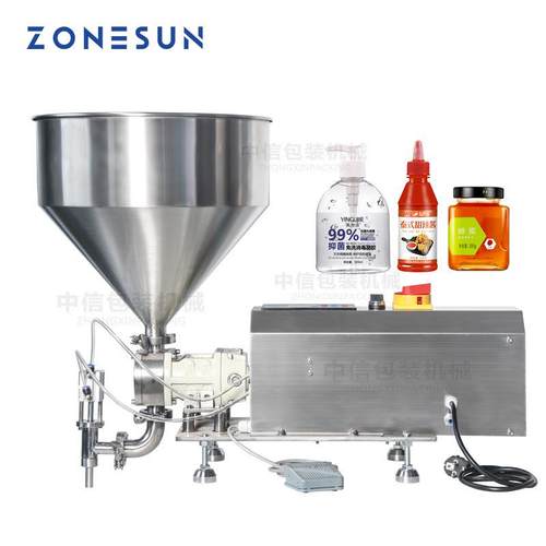 ZONESUN 半自动转子泵膏体罐装机 胶水蜂蜜番茄酱粘稠液体灌装机