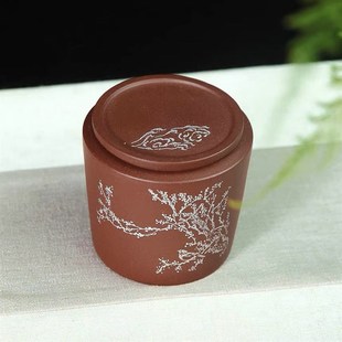 精品紫砂 手工银绘密封罐紫砂茶叶罐茶叶存储罐家用茶仓 茶叶罐