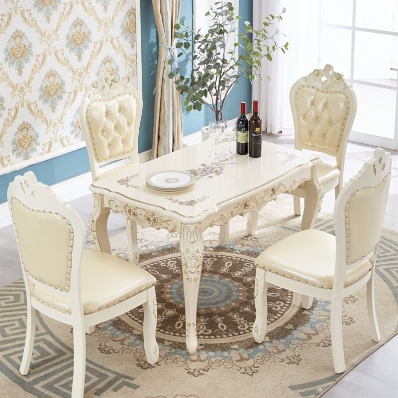 欧式餐桌椅组合实木餐桌椅子现代简约家用休闲小户型长方形4人6人