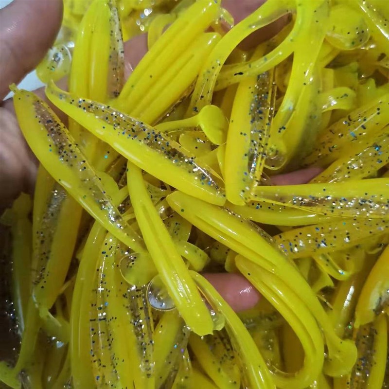 路亚饵铅头钩装t尾软饵远投软虫T尾鱼假饵单尾鲈鳜鱼翘嘴卷尾1