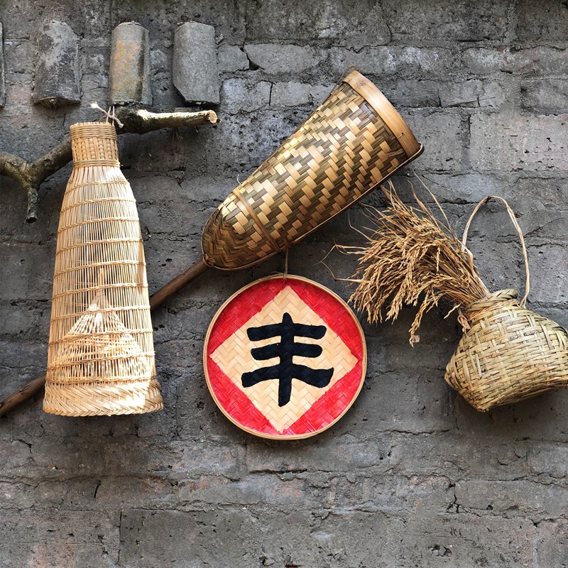 竹编复古怀旧挂件挂饰人居环境装饰品农家乐火锅店餐厅景点墙饰