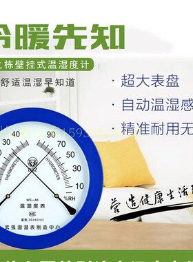 武强GJWS-A6温湿度计大圆形255MM指针式-10-40度家用办公空气温度