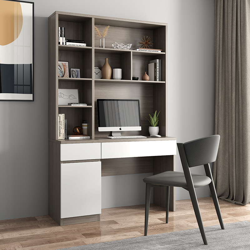 书桌书架一体带书柜现代简约家用卧室电脑桌台式小户型书桌子
