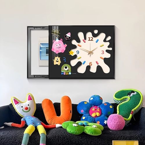 多巴胺电表箱装饰画卡通小怪兽配电箱遮挡电闸盒总开关挂画免打孔