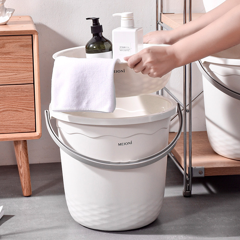 学生宿舍水桶洗漱三件套装手提加厚带盖洗脸盆桶家用储水用塑料桶