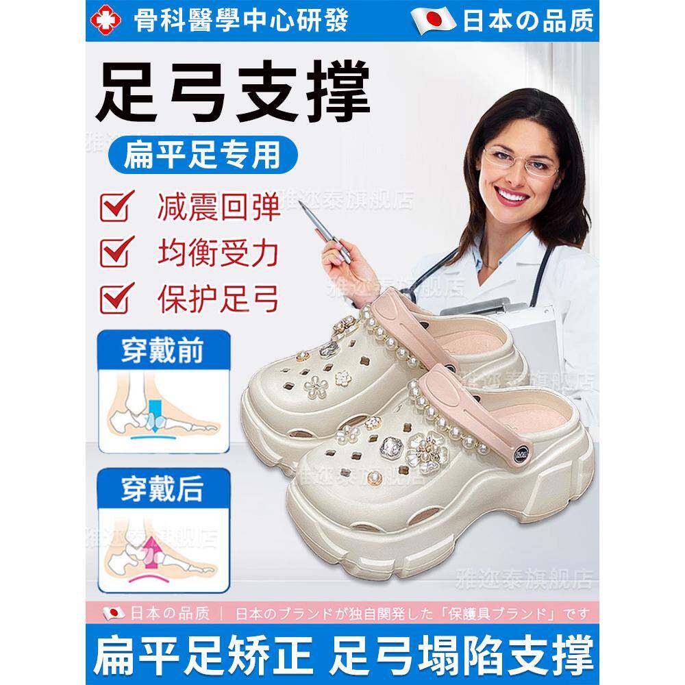 足弓支撑木屐2024新夏季外穿厚底增加户外防滑和抗臭的妇女凉鞋和