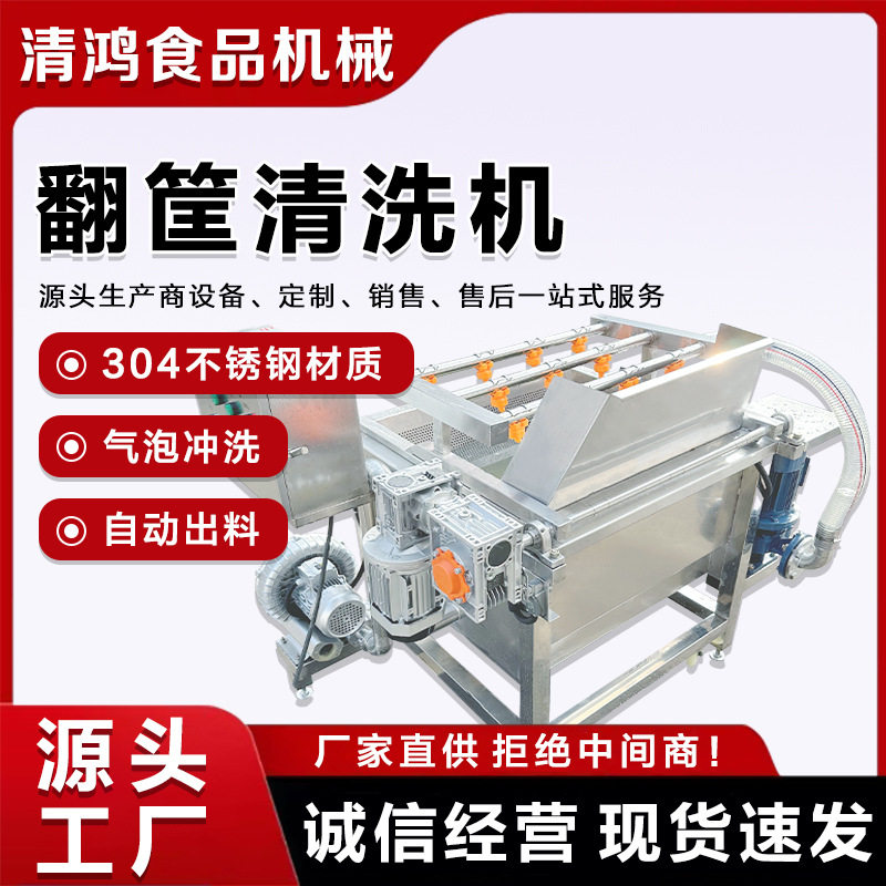 小型气泡清洗机 自动翻筐厨房配菜清洗机 辣椒香菜鼓泡清洗设备
