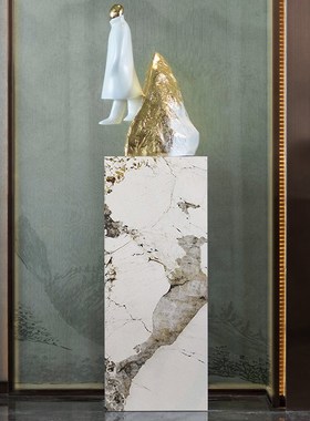 大理石石墩定制底座酒店大堂客厅玄关会所工艺品摆台雕塑展示台