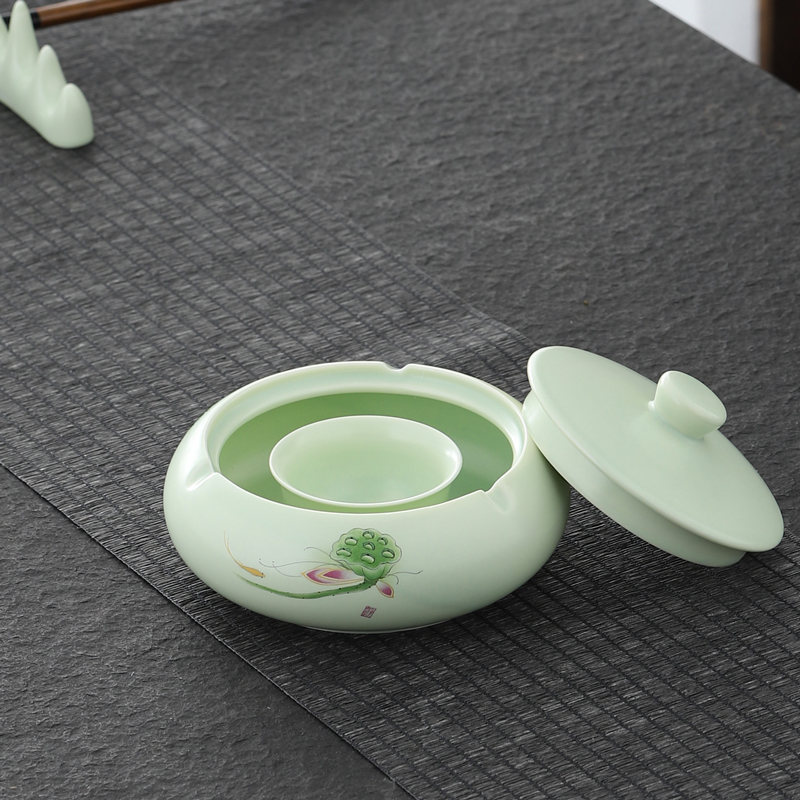 不干墨火锅砚台带盖陶瓷墨池带笔搁墨碟墨斗装墨汁盒墨盘文房四宝