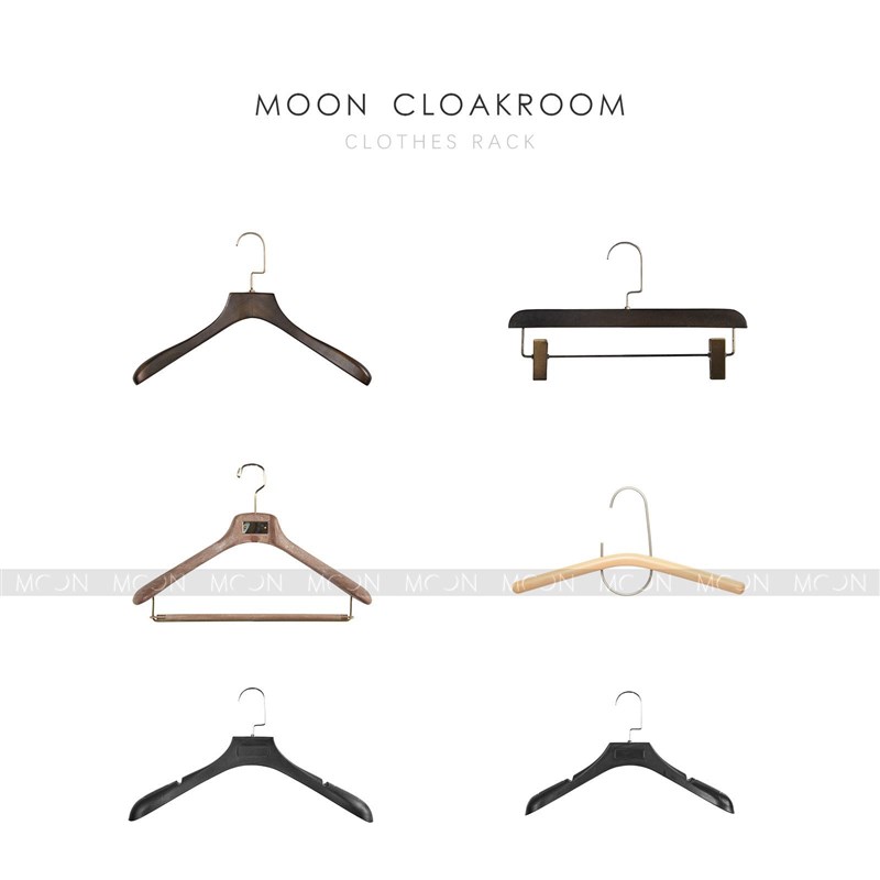 MOON慕空间样板房衣帽间实木衣架定制衣柜展厅陈列道具摆件衣撑