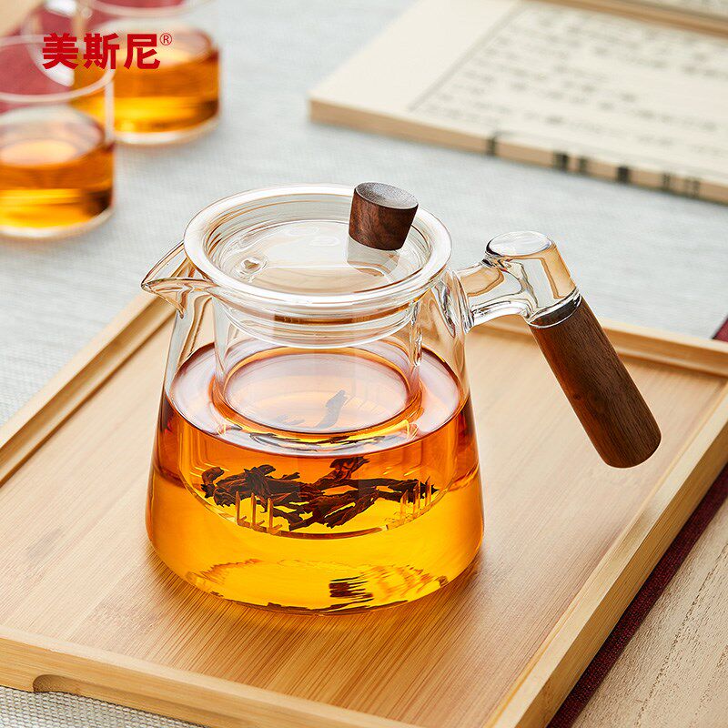 美斯尼玻璃茶壶侧把泡茶壶家用耐高温办公室电陶炉煮茶器茶具套装