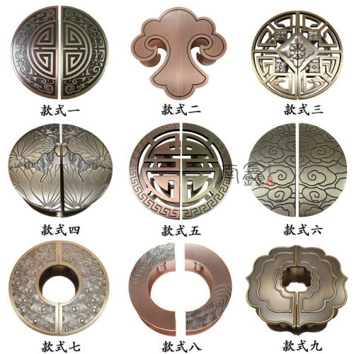 仿古半圆雕刻拉手玻璃门木门把手现代别墅大门把KTV酒店古铜拉手