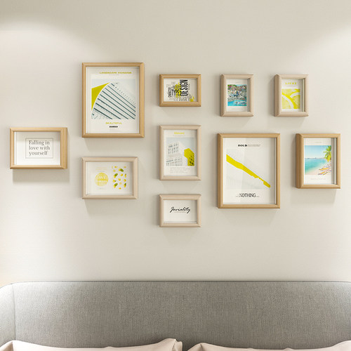 婚纱照相框挂墙免打孔高级感画框定制打印相册框实木质照片墙装饰