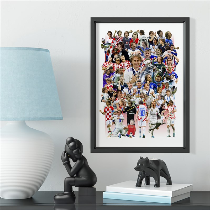 皇马莫德里奇生涯拼接款实木装饰相框照片墙桌摆挂框摆件酒吧壁画