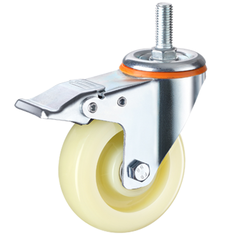 万向轮子3寸寸5寸小推车轱辘拉车定向轮尼龙轮带刹车螺丝杆脚轮