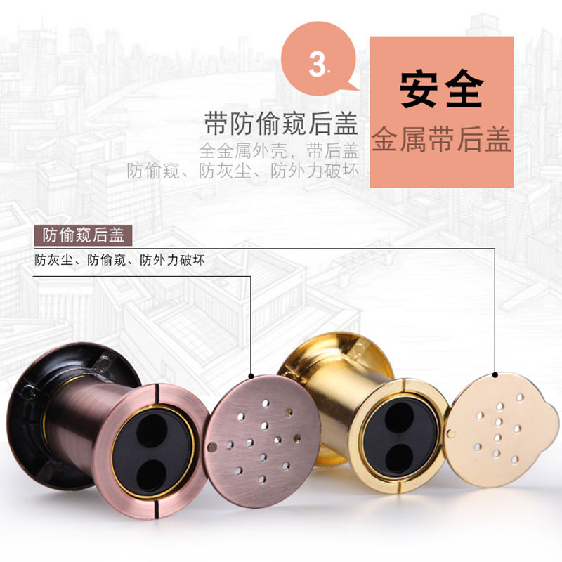 金属门镜猫眼门铃一体高清防撬二合一家用带后盖老式防盗门通用