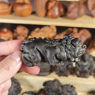 7.7cm50克印尼达拉干木雕瑞兽貔貅招财摆件实木雕刻手把件文玩