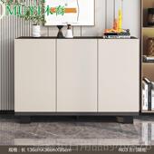 高档实木裔意式 胡桃色木柜收纳简约现代客厅玄关带锁用门 极家简鞋