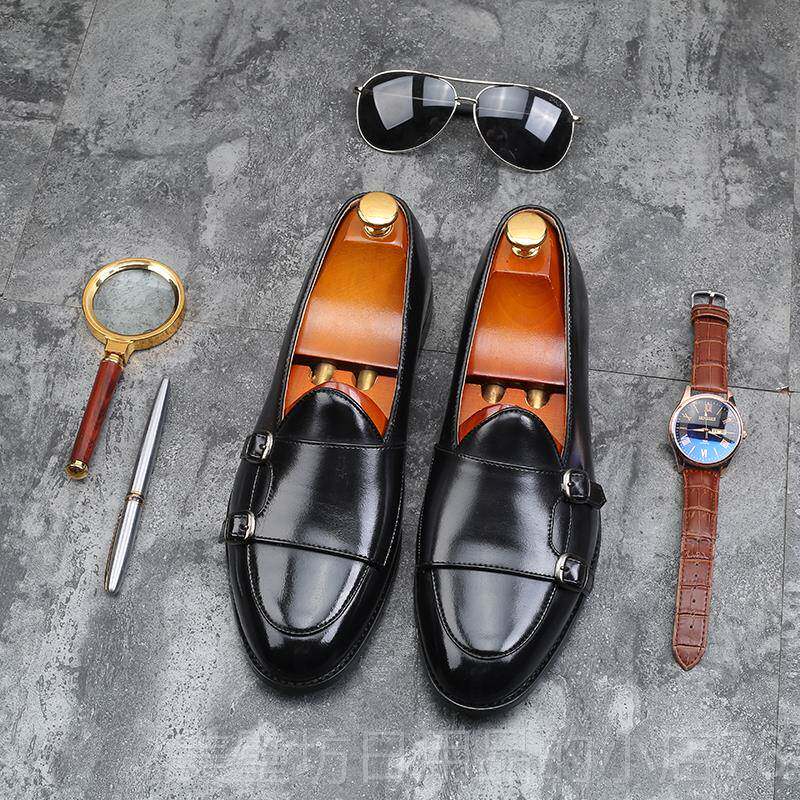 高档英型伦休闲复古豆小皮社会小伙懒人鞋套脚豆鞋夜店发师男鞋韩