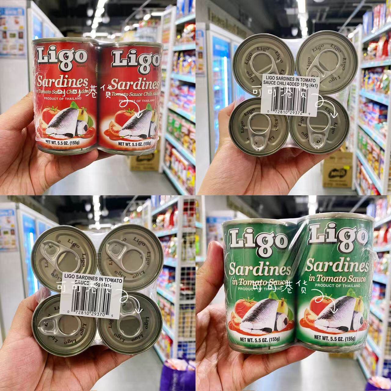 香港代购菲律宾进口Ligo番茄味/番茄辣椒味沙丁鱼罐头下饭即食4罐