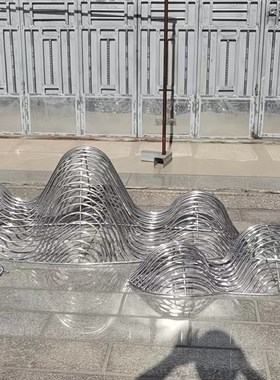 不锈钢假山雕塑摆件镂空线条装饰庭院样品屋展示中心园林酒店水池