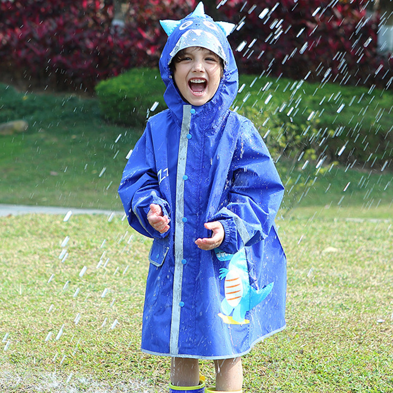 恐龙儿童雨衣男女童带书包位宝宝连体雨衣幼儿园小孩反光斗篷雨披