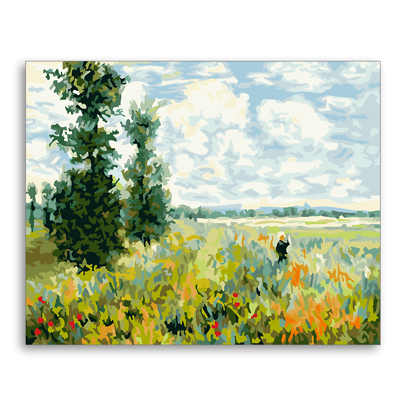 莫奈罂粟田 DIY手绘数字油画世界名画客厅装饰画抽象风景油彩画