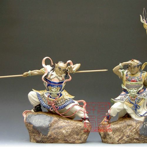 陶瓷工艺品 石湾公仔 千里眼顺风耳 风调雨顺