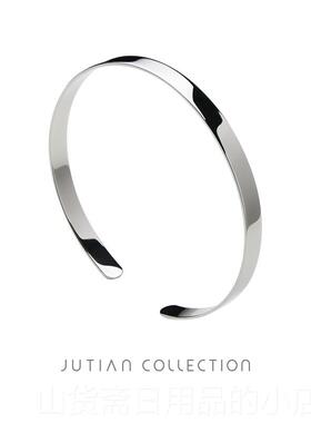 高档JUTIAN冷淡风S92纯银女手镯i ns潮光学生素圈5简约百搭银饰礼
