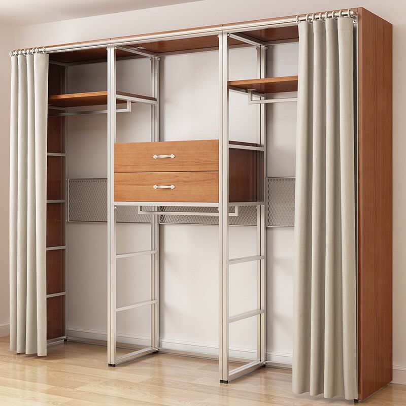 纯实木衣柜新款2025爆款卧室家用衣橱金属铁艺钢架结构定制衣帽间