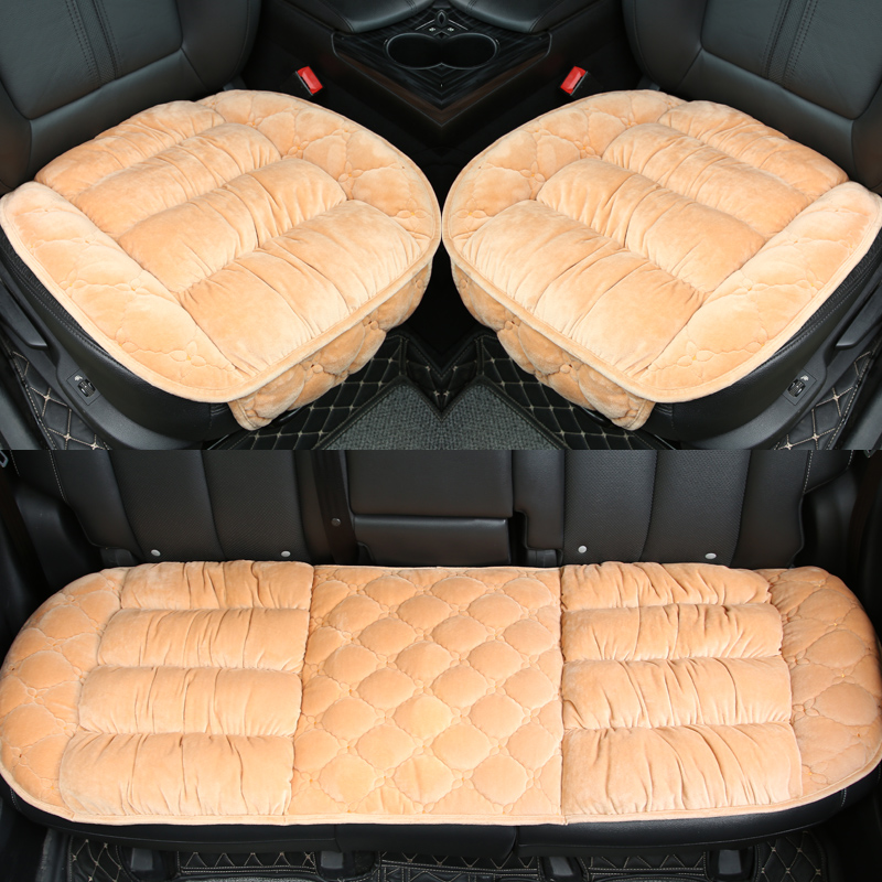 冬季汽车坐垫靠背一体短毛绒保暖加厚防滑车用单片座椅垫子三件