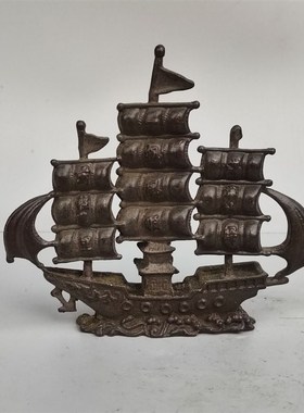 民间收藏龙舟一帆风顺摆件老旧货古铜器立体帆船老物件收藏