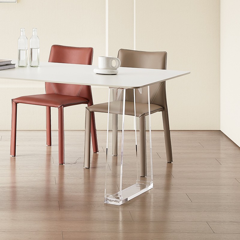 德利丰岩板餐桌椅家用现代简约悬浮压克力桌子奶油风小户型饭桌