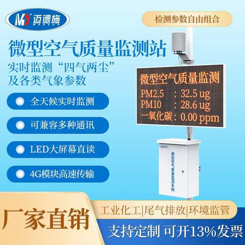 多参数微型空气质量监测站户外大气环境检测仪四气两尘气象五参