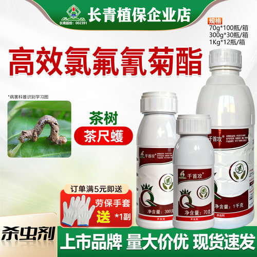 长青2.5%高效氯氟氰菊酯功夫茶树茶尺蠖农药杀虫剂上市品牌千首攻