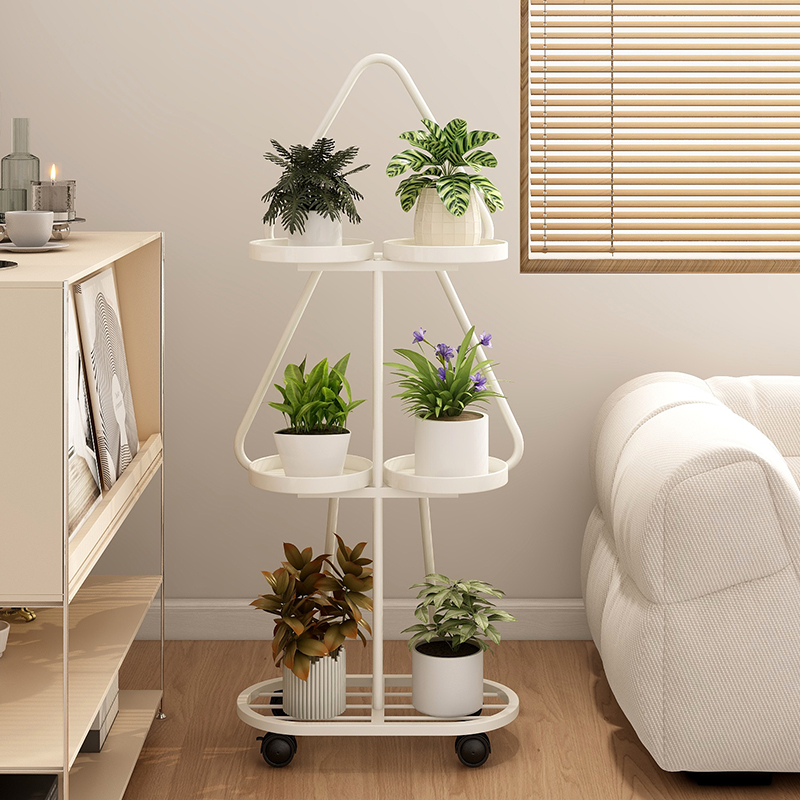 客厅花架落地式室内移动带轮多层花架子多肉花盆架铁艺植物摆放架