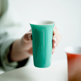 拓土松石绿茶杯家用大号主人杯陶瓷聚香杯单个闻香杯个人杯喝茶杯