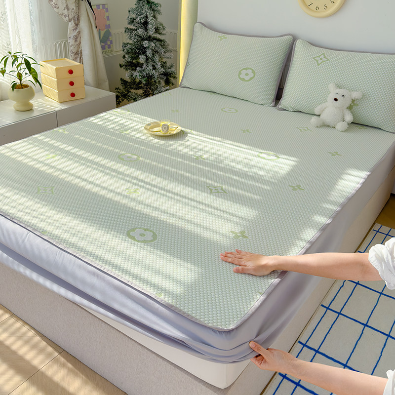 冰豆豆床笠款凉席夏季凉感空调软席子单双人家用冰丝席全包床护罩