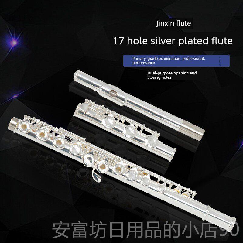 正品17孔键e键镀开银孔和闭孔C两初级演奏级专业级用考试乐器长笛图片