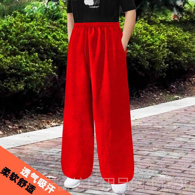 正品春夏棉麻太极裤男女宽松灯身太极服