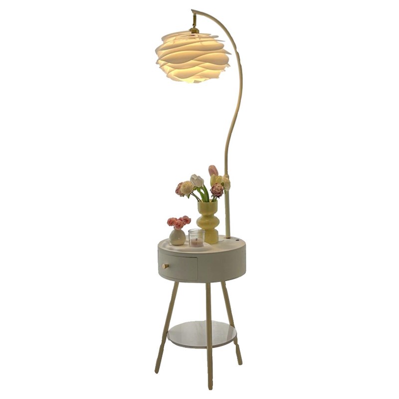 奶油风落地灯氛围感卧室床头柜台灯一体客厅沙发装饰摆件置物花朵