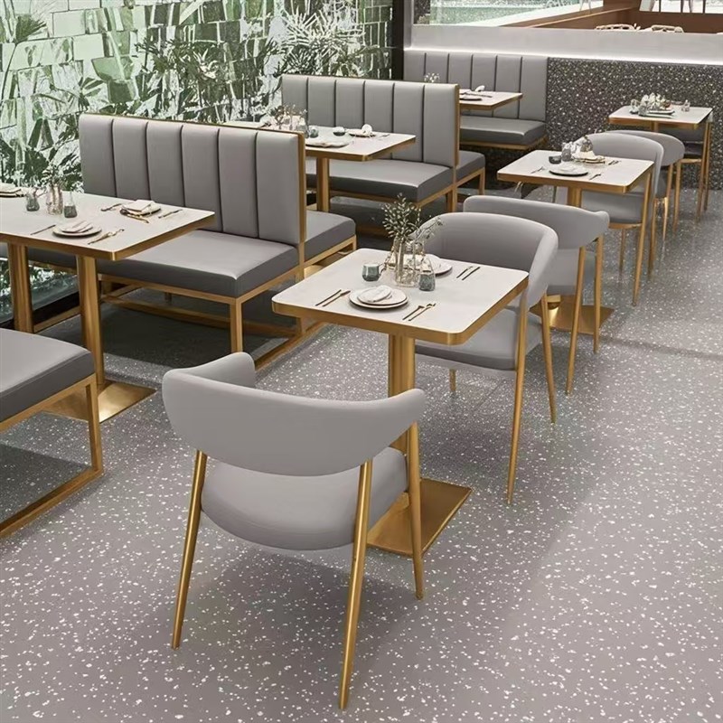 工业风卡座桌椅清吧西餐咖啡厅烧烤奶茶店休闲区靠墙铁艺沙发