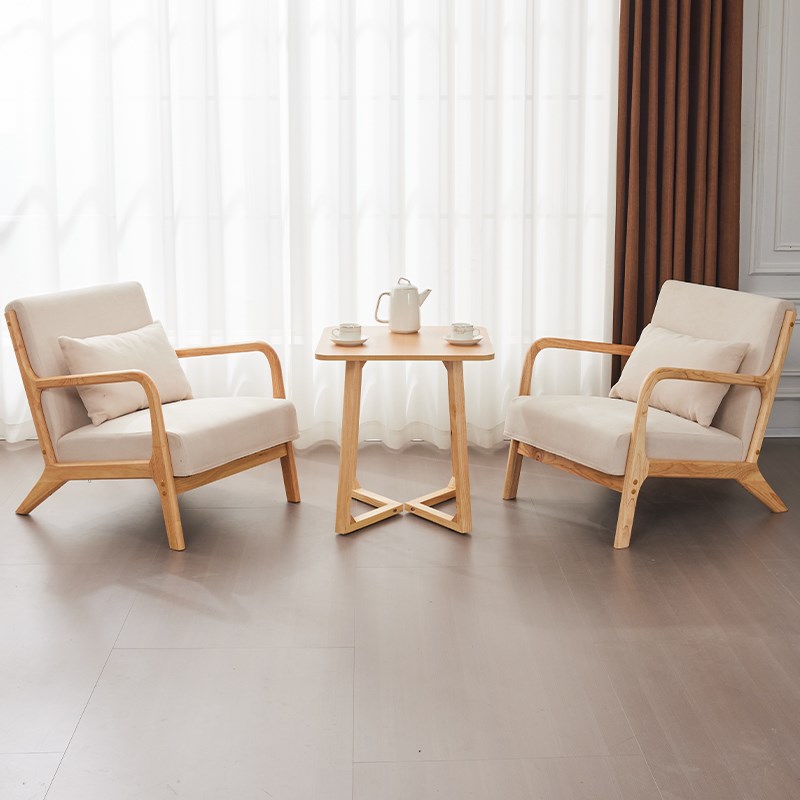 桌子阳台小桌椅三件可拆洗棉麻茶桌椅小户型家用一桌二椅