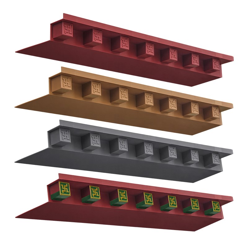 仿古屋檐瓦配件底部封板加厚塑料瓦架子中式合成树脂装饰万字遮丑