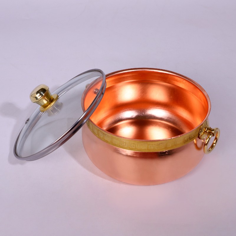 鑫飞翔 纯紫铜加厚电磁炉铜火锅 炖锅汤锅家用燃气小汤锅铜火锅炉